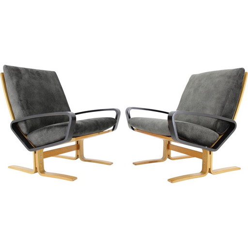 Pair of vintage armchairs by Ludvik Volak for Drevopodnik Holesov, Czechoslovakia 1970