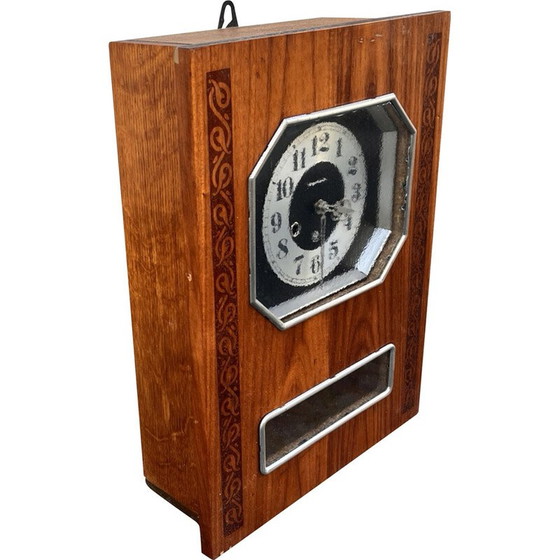 Image 1 of Vintage Jantar wall clock wooden body covered with mahogany veneer for Yantar, USSR 1950