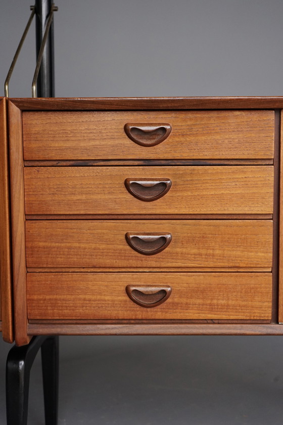 Image 1 of Modular Teak Wall Unit By Louis Van Teffellen For Wébé. 1950S