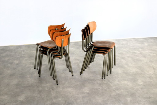 8X Vintage Industrial Tubax Chairs