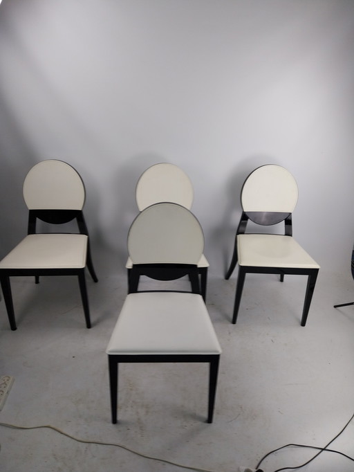 4 x Calligaris black with white leather. Dining chairs 2008