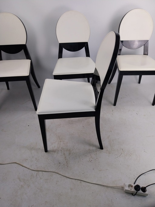 4 x Calligaris black with white leather. Dining chairs 2008