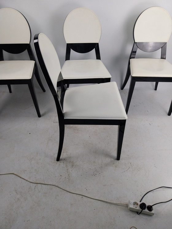 Image 1 of 4 x Calligaris black with white leather. Dining chairs 2008