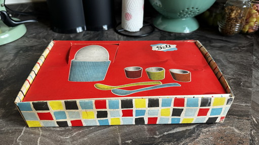 Vintage Egg Cups. New In Box. Never Used. Never Been Out of the Box. Missing 1 Spoon.