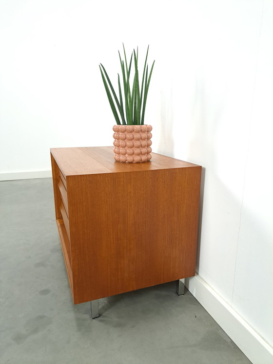 Image 1 of Chest of drawers veneer Franzmeyer möbel with chrome legs