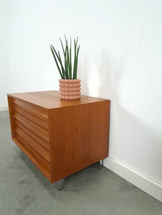 Image 1 of Chest of drawers veneer Franzmeyer möbel with chrome legs