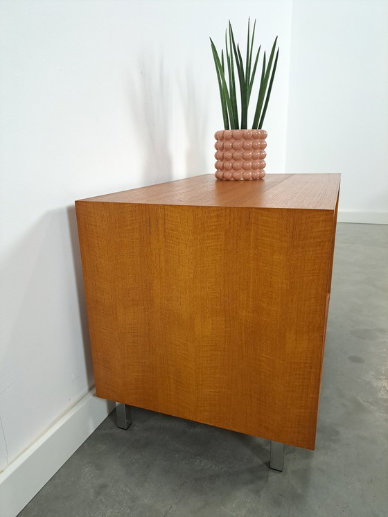 Image 1 of Chest of drawers veneer Franzmeyer möbel with chrome legs