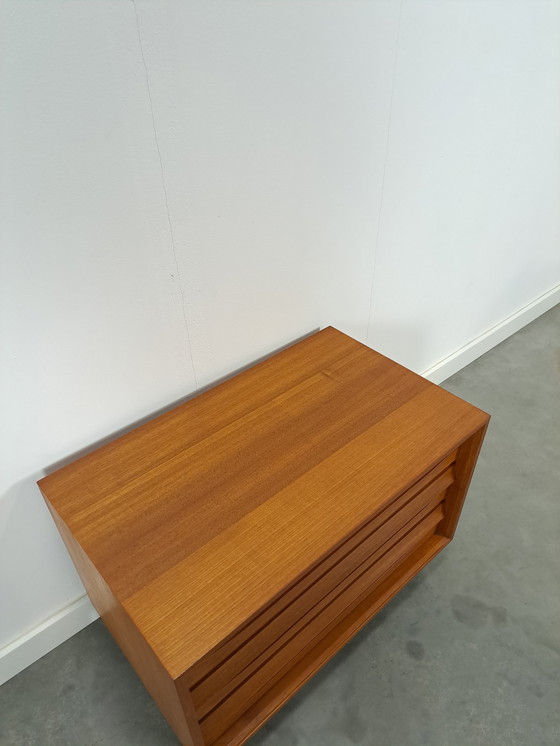 Image 1 of Chest of drawers veneer Franzmeyer möbel with chrome legs