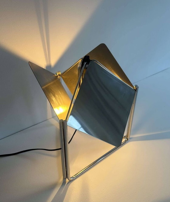 Image 1 of Chromed Metal Table Lamp - France 1970