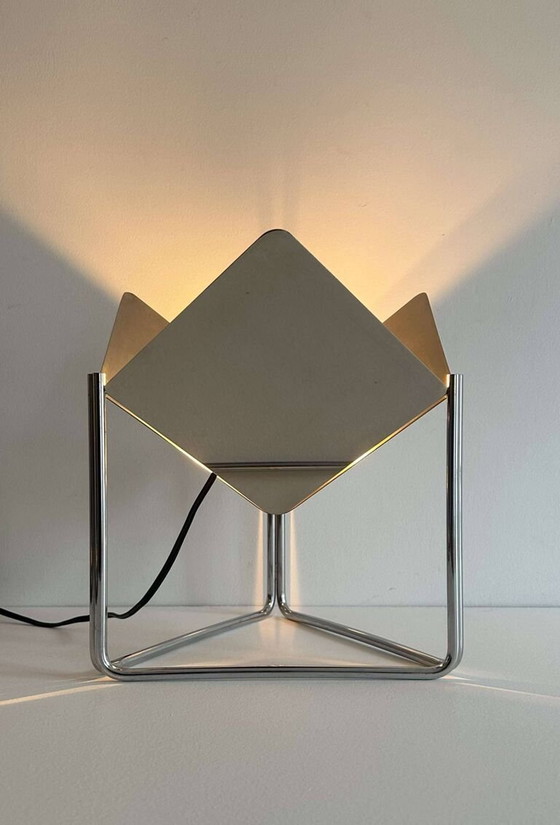 Image 1 of Chromed Metal Table Lamp - France 1970
