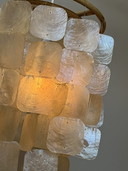 Juego de 2 lámparas colgantes Capiz Shell, marco de bambú, nácar, cableado blanco, tapizado.