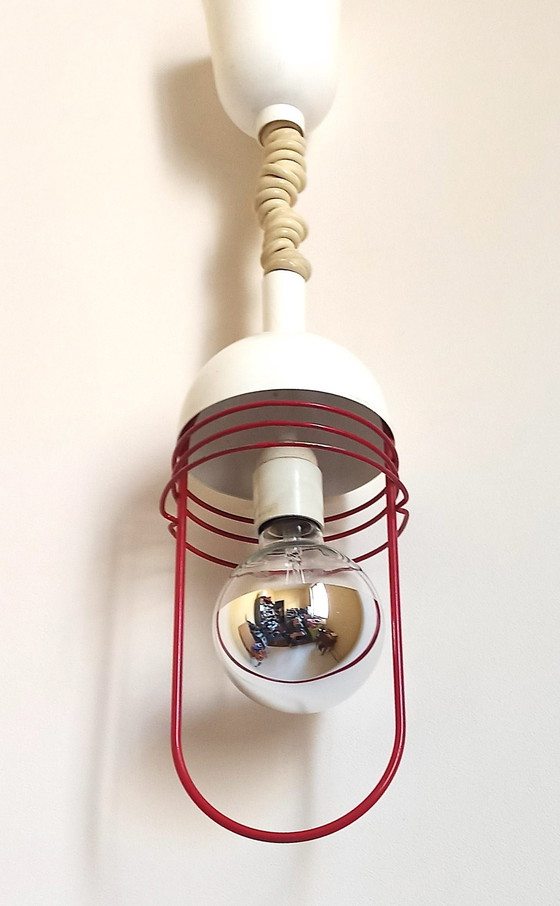 Image 1 of White And Red 60's Hanging Lamp