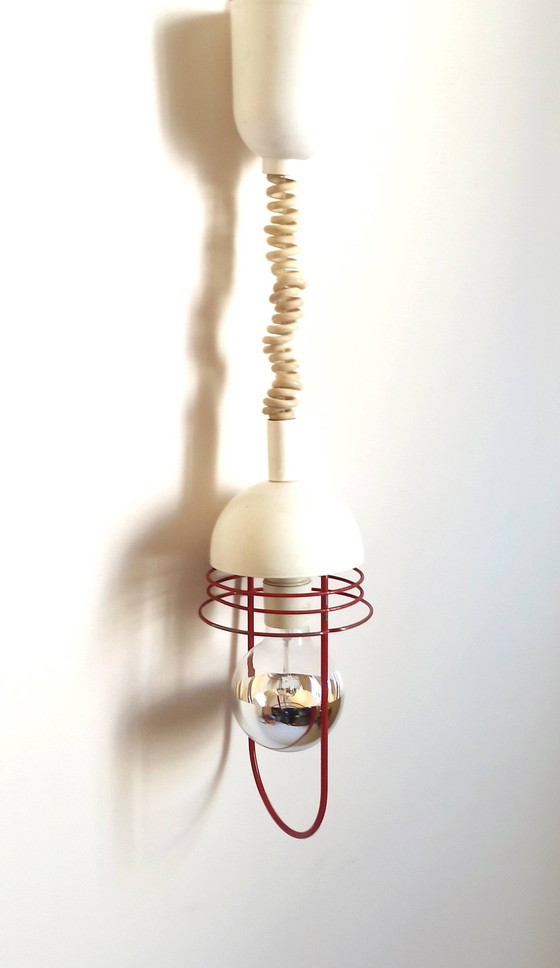 Image 1 of White And Red 60's Hanging Lamp