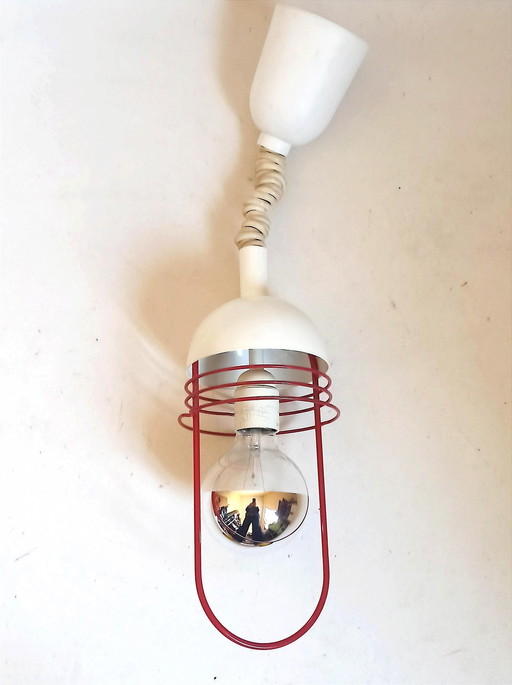 White And Red 60's Hanging Lamp