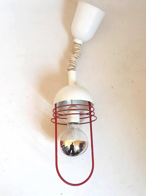 Image 1 of White And Red 60's Hanging Lamp