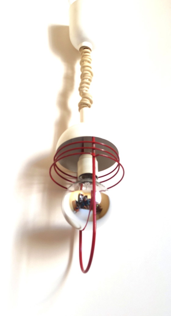 Image 1 of White And Red 60's Hanging Lamp