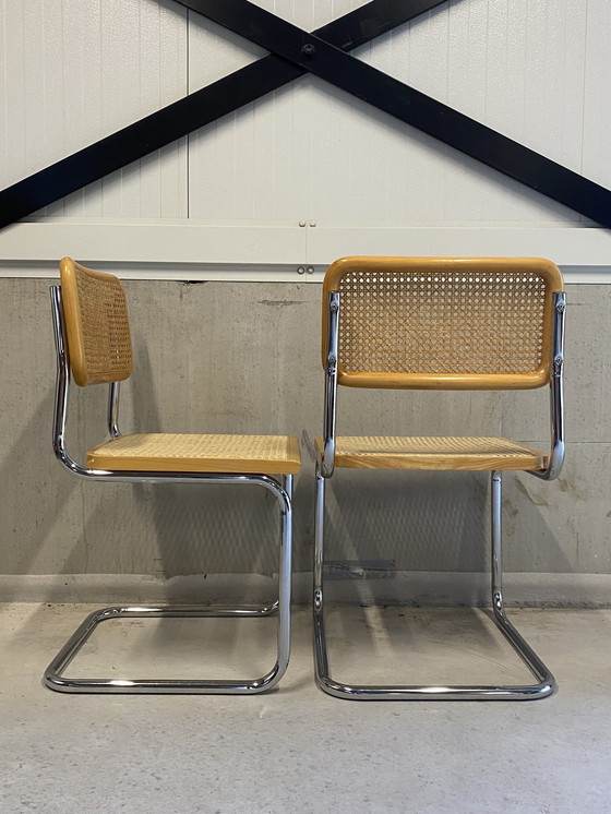 Image 1 of Set Of Two Cesca B32 Marcel Breuer Webbing Chairs