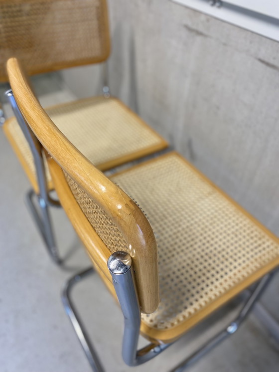 Image 1 of Set Of Two Cesca B32 Marcel Breuer Webbing Chairs