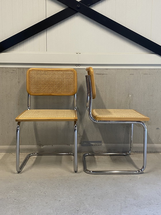 Image 1 of Set Of Two Cesca B32 Marcel Breuer Webbing Chairs