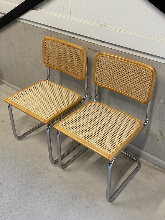 Image 1 of Set Of Two Cesca B32 Marcel Breuer Webbing Chairs