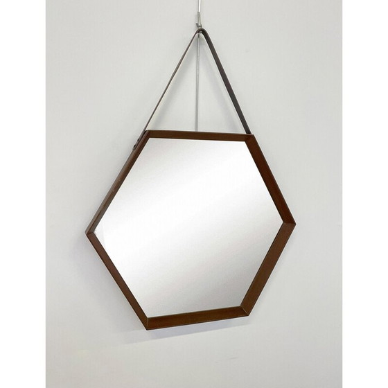 Image 1 of Mid-century Italian leather mirror, 1950s