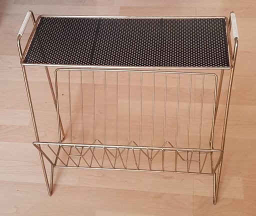 Magazine Stand In Brass With Lace Metal Storage