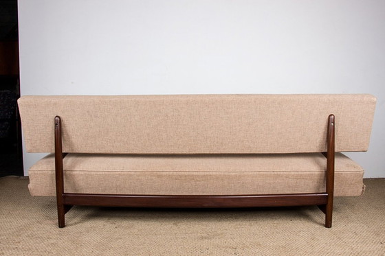 Image 1 of Grande divano scandinavo in teak e tessuto, divano letto, nuovo anni '60.