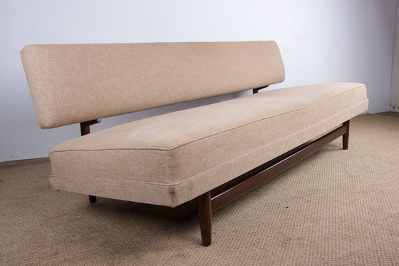 Image 1 of Grande divano scandinavo in teak e tessuto, divano letto, nuovo anni '60.
