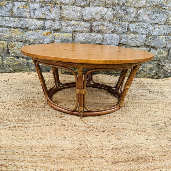 Image 1 of Vintage coffee table with pair of poufs