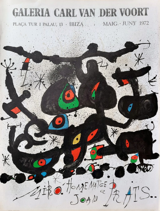 Taking Tribute to Joan Prats - 1972 - aankondiging van Joan Miró – lithos zeefdrukken, Paper, Abstract (photo 2 of 5)