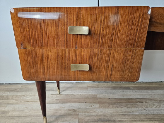 Image 1 of Mid Century Chest Of Drawers In Mahogany, Brass And Glass