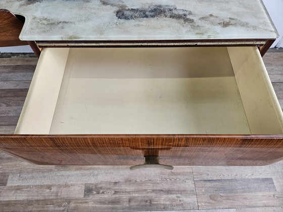 Image 1 of Mid Century Chest Of Drawers In Mahogany, Brass And Glass