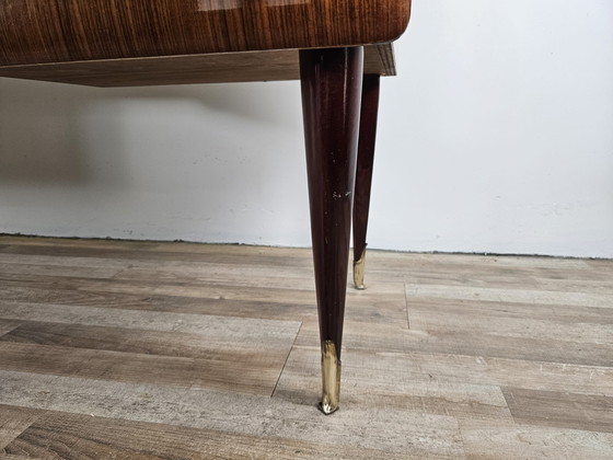 Image 1 of Mid Century Chest Of Drawers In Mahogany, Brass And Glass