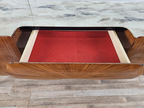 Image 1 of Mid Century Chest Of Drawers In Mahogany, Brass And Glass