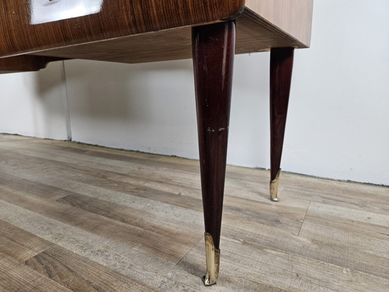 Image 1 of Mid Century Chest Of Drawers In Mahogany, Brass And Glass