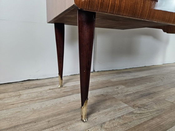 Image 1 of Mid Century Chest Of Drawers In Mahogany, Brass And Glass