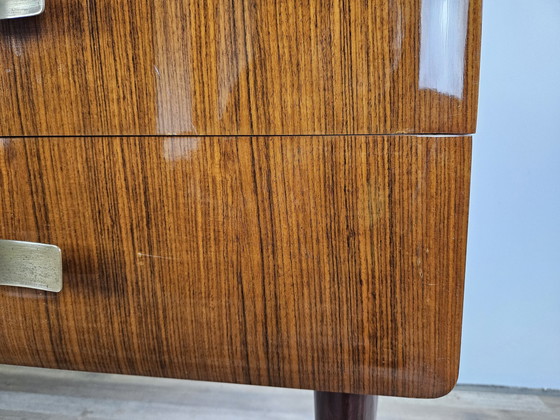 Image 1 of Mid Century Chest Of Drawers In Mahogany, Brass And Glass