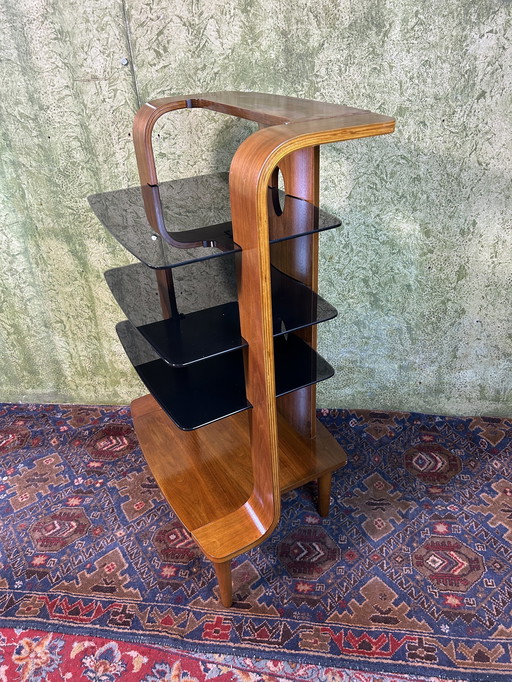 Socle en teck vintage rétro du milieu du siècle 1970