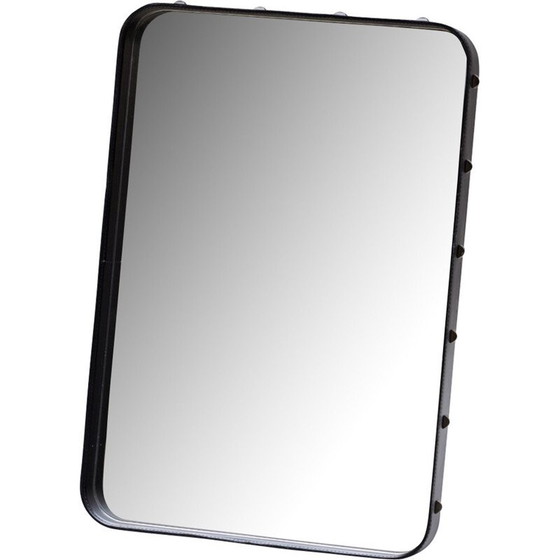 Image 1 of Vintage leather mirror after Jacques Adnet, 2000