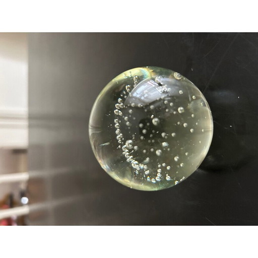 Sulfides vintage paperweight in bubbled crystal, 1970