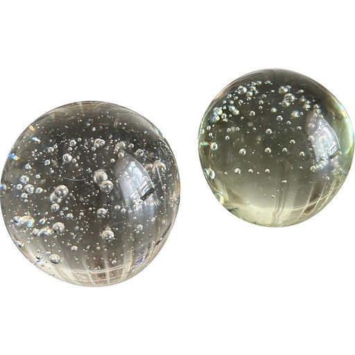 Sulfides vintage paperweight in bubbled crystal, 1970