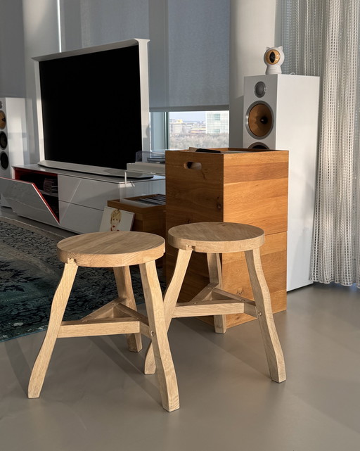 2 X Tom Dixon (Offcut Stools) Oak Stool/Side Table