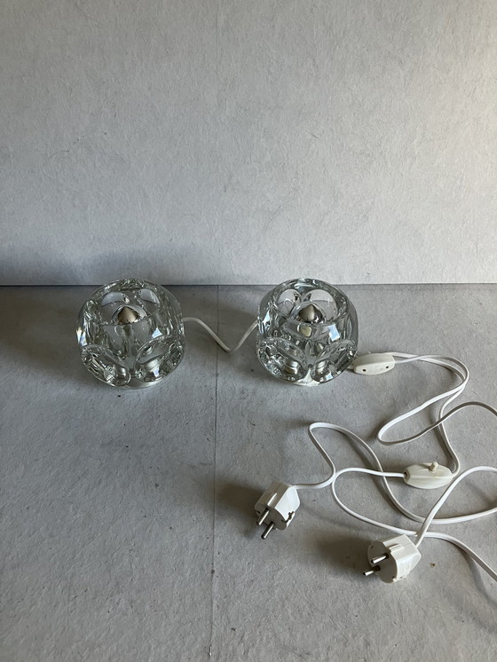 Image 1 of 2 X Peil & Putzler Ice Cube Set Of 2 Glass Design Table Lamps