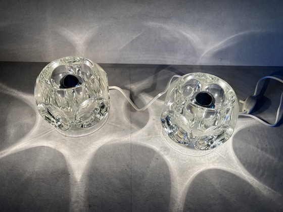 Image 1 of 2 X Peil & Putzler Ice Cube Set Of 2 Glass Design Table Lamps