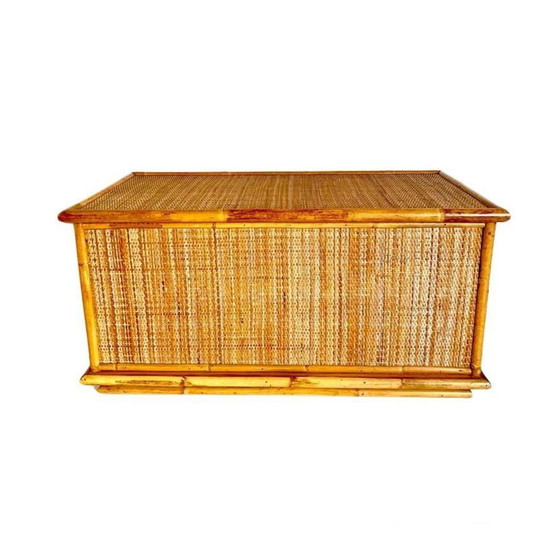 Image 1 of 1X Midcentury Modern Dal Vera Rattan Trunk, Italy 1970S