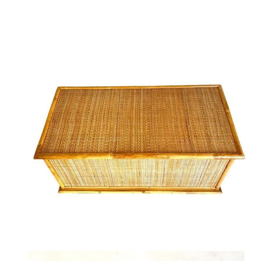 Image 1 of 1X Midcentury Modern Dal Vera Rattan Trunk, Italy 1970S