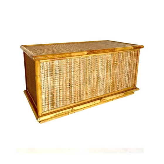 Image 1 of 1X Midcentury Modern Dal Vera Rattan Trunk, Italy 1970S