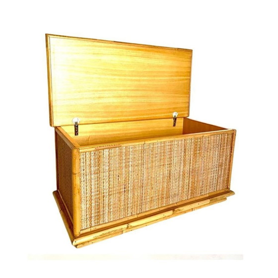 Image 1 of 1X Midcentury Modern Dal Vera Rattan Trunk, Italy 1970S