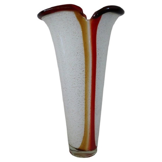 Image 1 of Vaso italiano alto vintage in vetro artistico di Murano