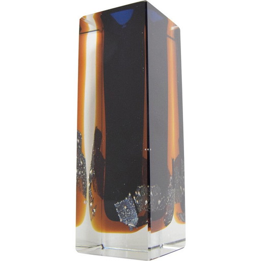 Jarrón de corte vintage "Night sky" de Pavel Hlava, Checoslovaquia 1950